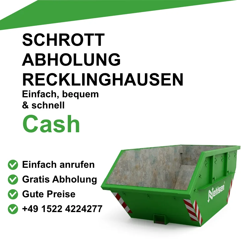 ✅ Kostenlose Abholung in Recklinghausen und Umgebung ✅ Faire Preise basierend auf aktuellen Marktwerten ✅ Schnelle und unkomplizierte Abwicklung ✅ Transparente Bewertung Ihres Schrotts